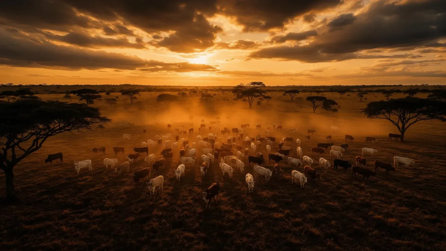 Fazenda ao entardecer